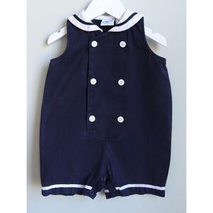 Vintage 80s/90s Hartstrings Baby Navy Sailor Romper 18M